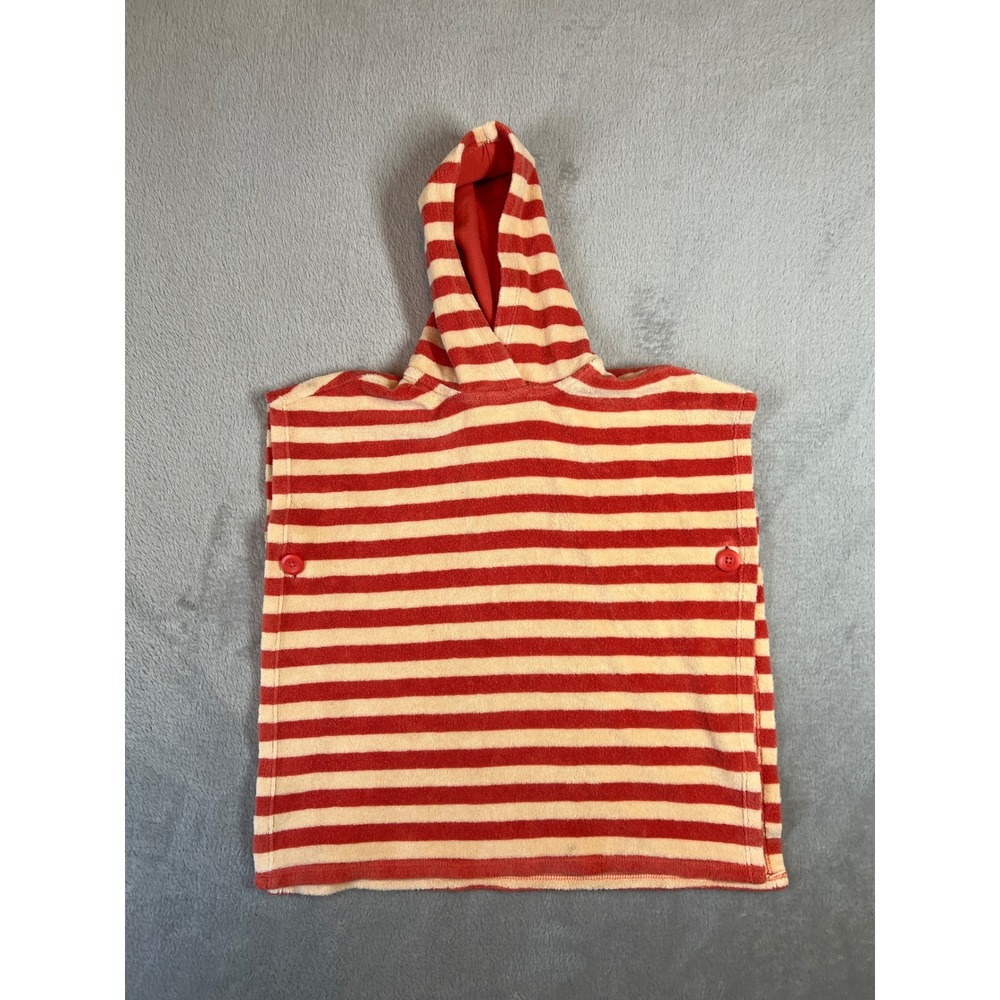 Hanna Andersson Baby Hooded Terry Swim Beach Poncho Red Orange Striped